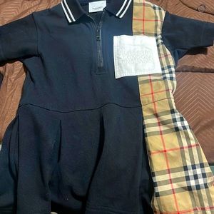 Girls cotton check trim polo dress